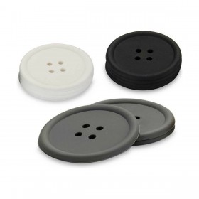 Sottobicchieri Kinvara CH52542-13-D Bianco Nero Grigio Silicone Pulsante 8,8 x 8,8 x 0,05 cm Set (24 Unità)