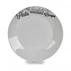 Piatto da pranzo Ø 24,4 cm Bianco Nero Porcellana Pasta (10 Unità)