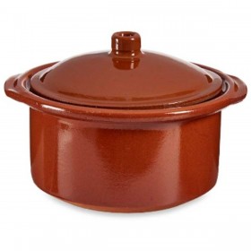 Pentola con Coperchio Argilla cotta 1,5 L 22 x 14,5 x 20 cm (4 Unità)