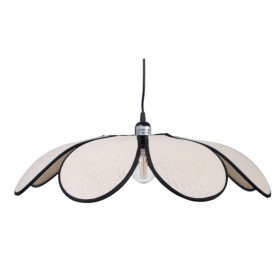 Lampadario Romimex Nero Naturale Bambù Fiore 53 x 15 x 53 cm