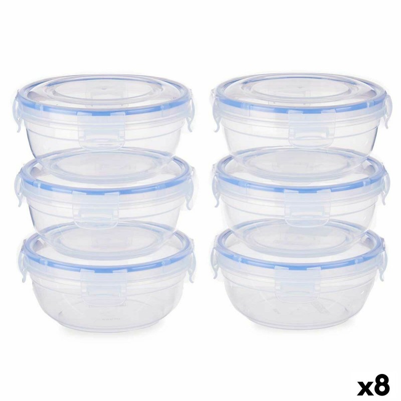Set di scatole porta pranzo Leknes 30502 Azzurro Trasparente Plastica 800 ml 15,5 x 7,5 x 15,5 cm Ermetico (8 Unità)