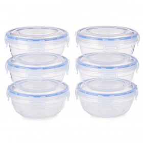 Set di scatole porta pranzo Leknes 30502 Azzurro Trasparente Plastica 800 ml 15,5 x 7,5 x 15,5 cm Ermetico (8 Unità)