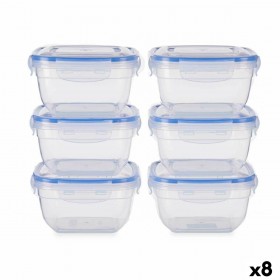 Set di scatole porta pranzo Leknes 30103 Azzurro Trasparente Plastica 900 ml 14,5 x 8,5 x 14,5 cm Ermetico (8 Unità)