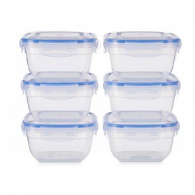 Set di scatole porta pranzo Leknes 30103 Azzurro Trasparente Plastica 900 ml 14,5 x 8,5 x 14,5 cm Ermetico (8 Unità)
