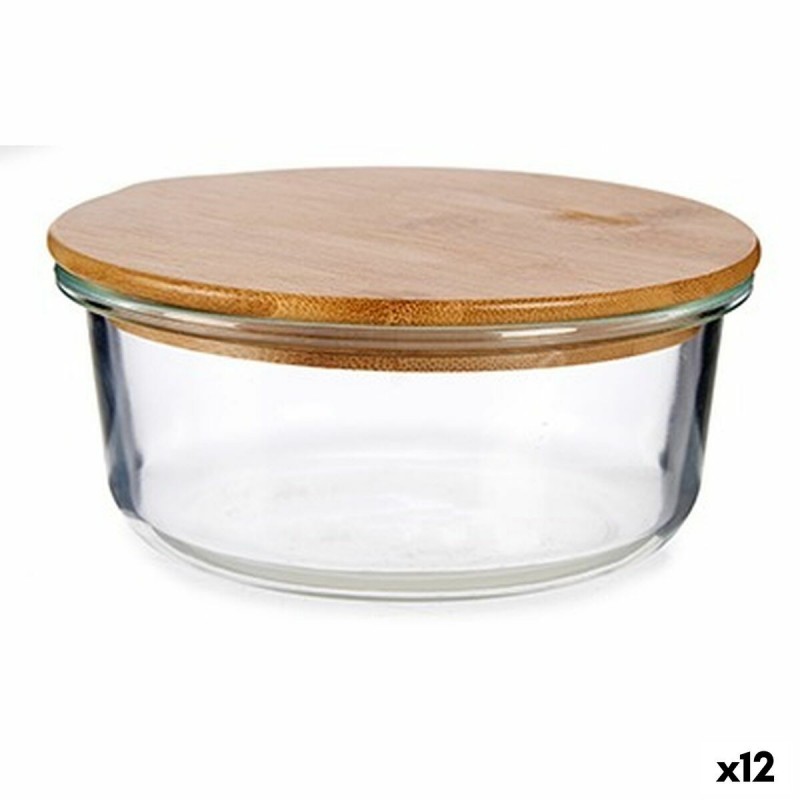 Porta Pranzo Rotondo con Coperchio Vivalto LHB-HR-620F Bambù 15 x 6,5 x 15 cm (12 Unità)