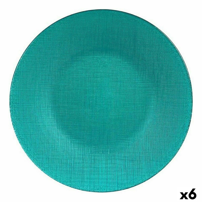Piatto da pranzo Vivalto 323928P Turchese Vetro 27,5 x 2 x 27,5 cm (6 Unità)