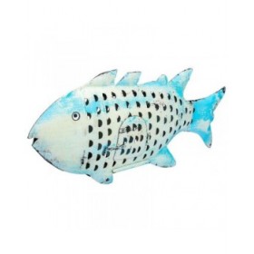 Statua Decorativa Alexandra House Living Azzurro Legno di mango Pesce 10 x 28 x 62 cm