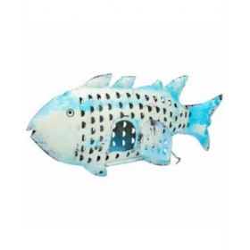 Statua Decorativa Alexandra House Living Azzurro Legno di mango Pesce 10 x 28 x 62 cm