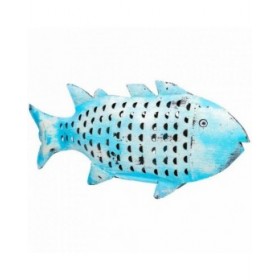 Statua Decorativa Alexandra House Living Azzurro Legno di mango Pesce 10 x 28 x 62 cm