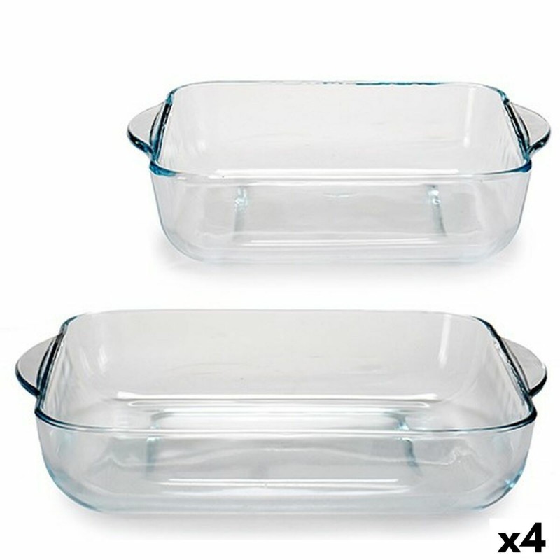 Set di Teglie da Cucina Pasabahce Borcam Quadrato (4 Unità)