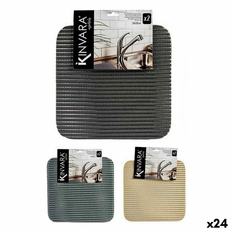 Tappetino Antiscivolo Kinvara SJ-A106 Bianco Plastica 32 x 32 cm Set 2 Pezzi (24 Unità)