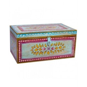 Baule Alexandra House Living Multicolore Legno di mango 28 x 22 x 46 cm Stile artigianale