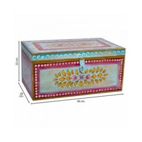 Baule Alexandra House Living Multicolore Legno di mango 28 x 22 x 46 cm Stile artigianale