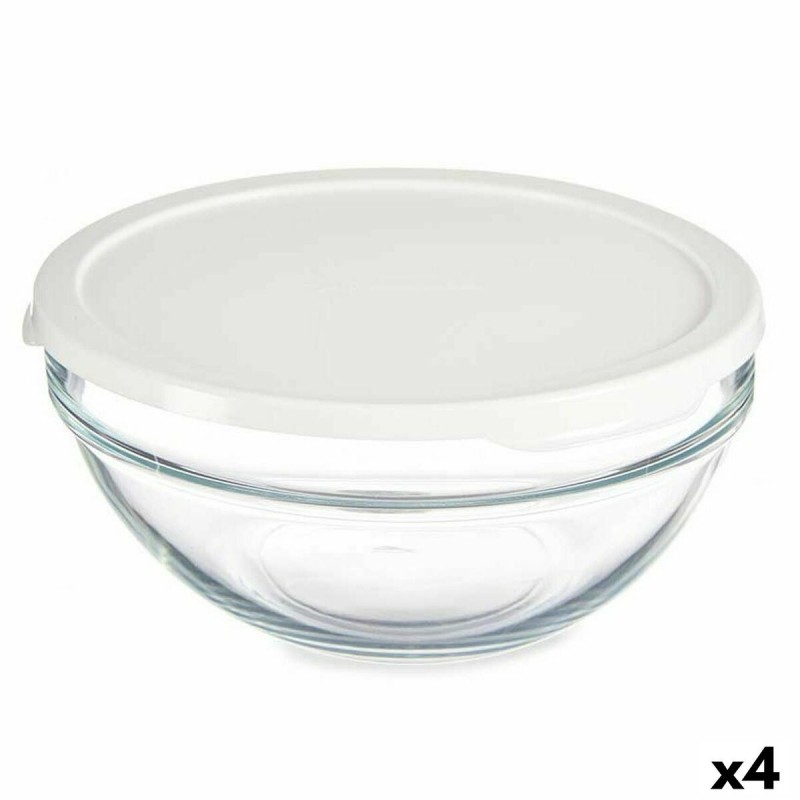 Porta Pranzo Rotondo con Coperchio Pasabahce Chefs Bianco 1,7 L 21 x 9 x 21 cm (4 Unità)