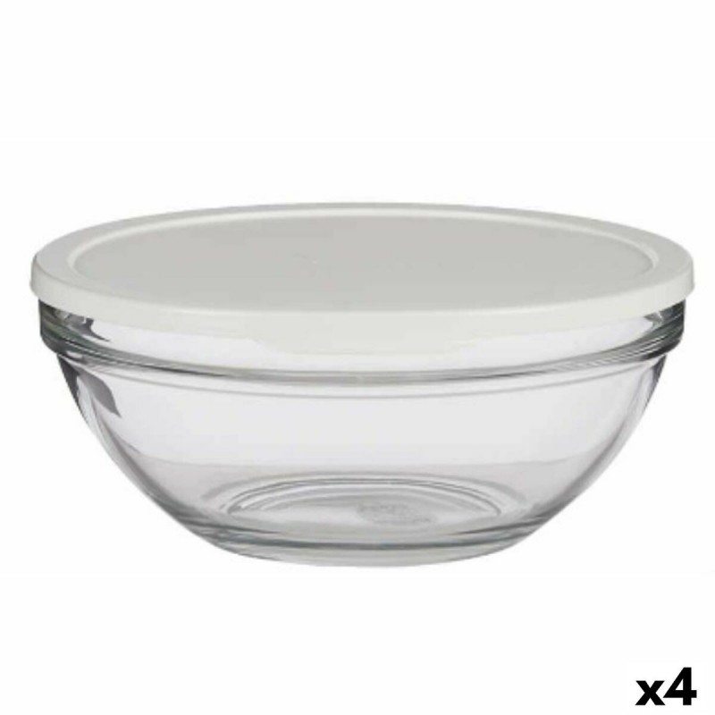 Porta Pranzo Rotondo con Coperchio Pasabahce Chefs Bianco 2,5 L 23,7 x 10,1 x 23,7 cm (4 Unità)
