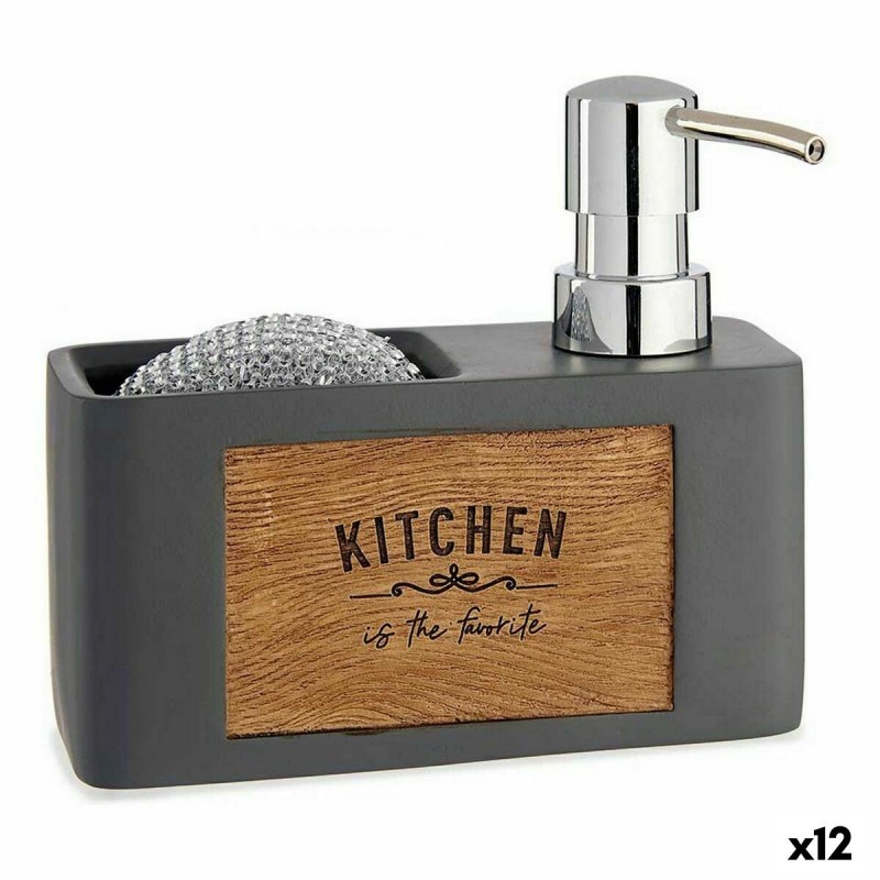 Dispenser di Sapone 2 in 1 per Lavandino Kinvara B5625B-A Poliresina 15 x 13 x 6 cm (12 Unità)