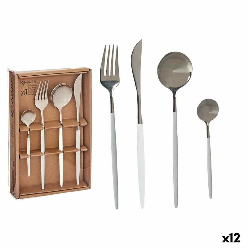 Set di Posate Kinvara BST-CT022 Bianco Argentato Acciaio inossidabile (12 Unità)