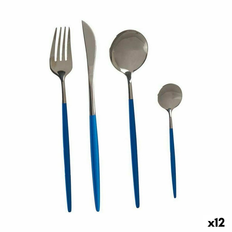 Set di Posate Kinvara BST-CT022 Azzurro Argentato Acciaio inossidabile (12 Unità)