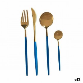 Set di Posate Kinvara BST-CT022 Azzurro Dorato Acciaio inossidabile (12 Unità)