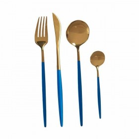 Set di Posate Kinvara BST-CT022 Azzurro Dorato Acciaio inossidabile (12 Unità)