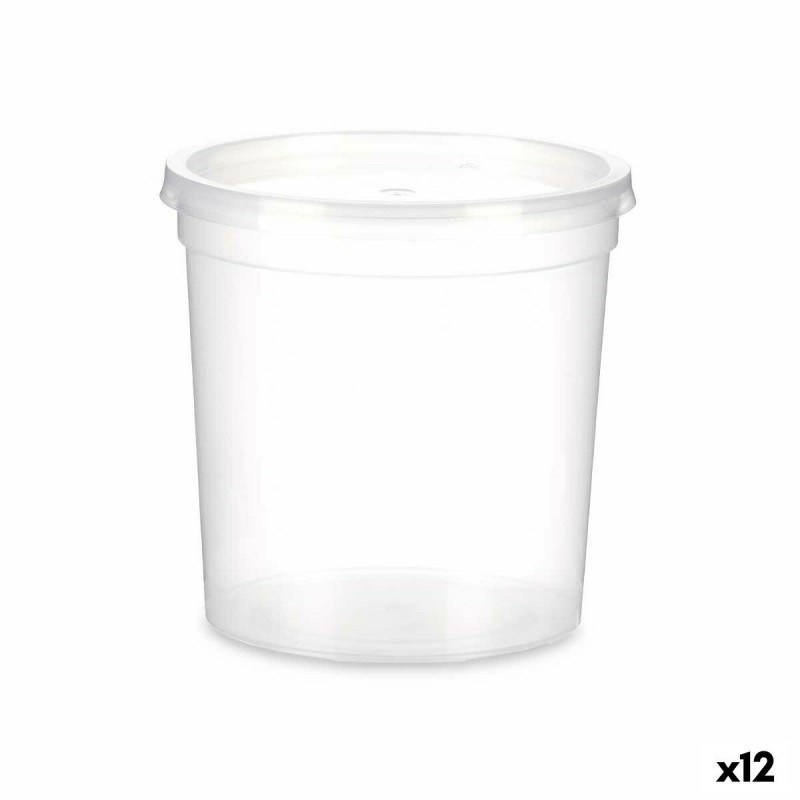 Porta Pranzo Rotondo con Coperchio Leknes UT010NC01 Trasparente polipropilene 1 L 12,5 x 12,5 x 12,5 cm (12 Unità)