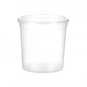 Porta Pranzo Rotondo con Coperchio Leknes UT010NC01 Trasparente polipropilene 1 L 12,5 x 12,5 x 12,5 cm (12 Unità)