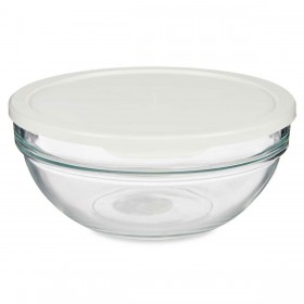 Porta Pranzo Rotondo con Coperchio Pasabahce Chefs Bianco 1,135 L 17,2 x 7,6 x 17,2 cm (4 Unità)