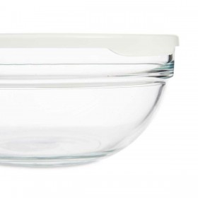 Porta Pranzo Rotondo con Coperchio Pasabahce Chefs Bianco 1,135 L 17,2 x 7,6 x 17,2 cm (4 Unità)