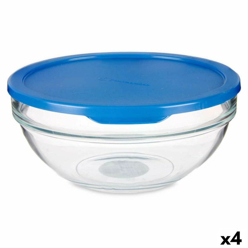 Porta Pranzo Rotondo con Coperchio Pasabahce Chefs Azzurro 1,135 L 17,2 x 7,6 x 17,2 cm (4 Unità)