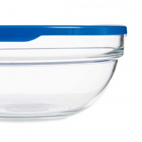Porta Pranzo Rotondo con Coperchio Pasabahce Chefs Azzurro 1,135 L 17,2 x 7,6 x 17,2 cm (4 Unità)
