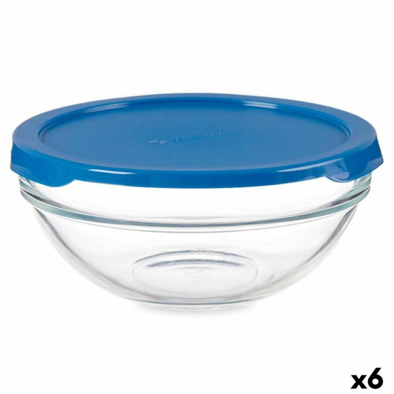 Porta Pranzo Rotondo con Coperchio Pasabahce Chefs Azzurro 595 ml 14 x 6,3 x 14 cm (6 Unità)
