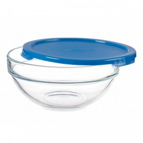 Porta Pranzo Rotondo con Coperchio Pasabahce Chefs Azzurro 595 ml 14 x 6,3 x 14 cm (6 Unità)