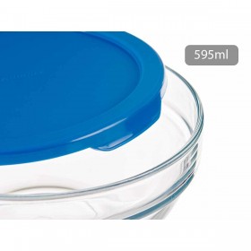Porta Pranzo Rotondo con Coperchio Pasabahce Chefs Azzurro 595 ml 14 x 6,3 x 14 cm (6 Unità)