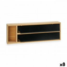 Dispenser di carta Kinvara JWKW-5153 (2) Nero Naturale Bambù Acciaio inossidabile 40 x 7 x 13 cm Doppia (8 Unità)
