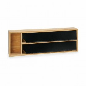 Dispenser di carta Kinvara JWKW-5153 (2) Nero Naturale Bambù Acciaio inossidabile 40 x 7 x 13 cm Doppia (8 Unità)