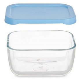 Porta pranzo Pasabahce Snow Azzurro Trasparente Vetro Polietilene 420 ml 12,5 x 6 x 9,5 cm (12 Unità)