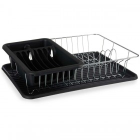 Scolapiatti da Lavandino Nero Metallo Plastica 43,5 x 11 x 33,5 cm (4 Unità)