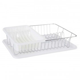 Scolapiatti da Lavandino Bianco Metallo Plastica 43,5 x 11 x 33,5 cm (4 Unità)
