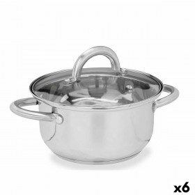 Casseruola con coperchio in vetro Kinvara SW1401-C-18CM Argentato 27 x 10 x 19,5 cm (6 Unità)
