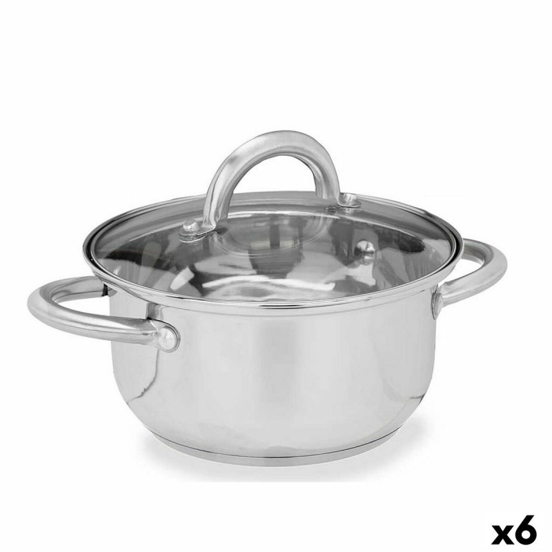Casseruola con coperchio in vetro Kinvara SW1401-C-18CM Argentato 27 x 10 x 19,5 cm (6 Unità)