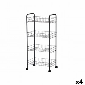 Carrello per Verdure Kinvara 86933 Nero Metallo polipropilene Plastica 40,5 x 27 x 82,5 cm (4 Unità)