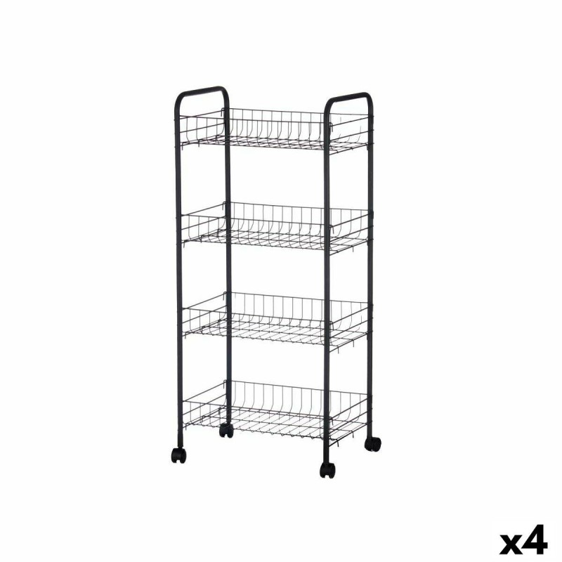 Carrello per Verdure Kinvara 86933 Nero Metallo polipropilene Plastica 40,5 x 27 x 82,5 cm (4 Unità)