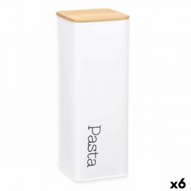 Barattolo in Metallo Kinvara W7081-4 Bianco Metallo 8 x 26,5 x 8 cm Pasta (6 Unità)