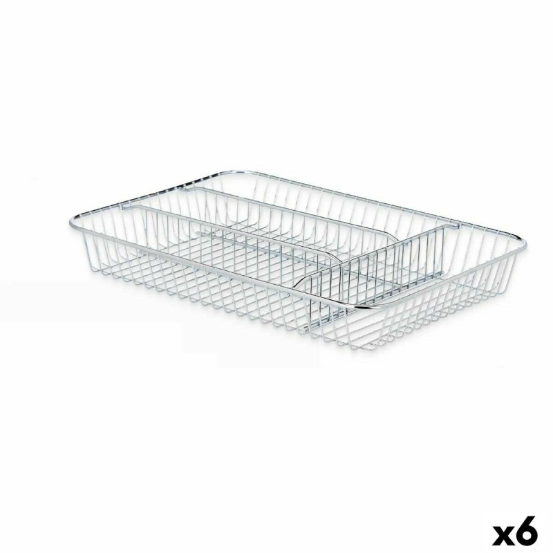 Vassoio Portaposate Kinvara CN-W7267-1 CHROME Argentato Argento Metallo 26 x 4,5 x 35,5 cm (6 Unità)