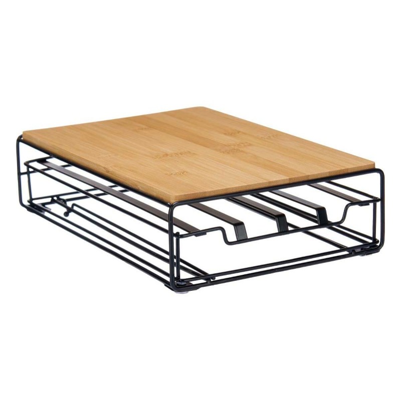 Contenitore per Sistemare le Capsule di Caffè Kinvara W6358S-B NESPRESSO L Marrone Nero Metallo Bambù 21 x 57 x 8,5 cm