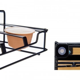 Contenitore per Sistemare le Capsule di Caffè Nero Naturale Metallo Bambù 21 x 57 x 8,5 cm