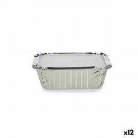 Set di vassoi per Alimenti Kinvara 16144 Alluminio 14,5 x 7,5 x 12,5 cm Monouso Con coperchio (12 Unità)