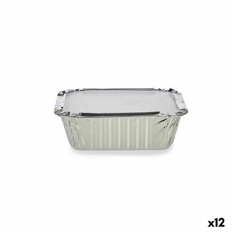 Set di vassoi per Alimenti Kinvara 16144 Alluminio 14,5 x 7,5 x 12,5 cm Monouso Con coperchio (12 Unità)