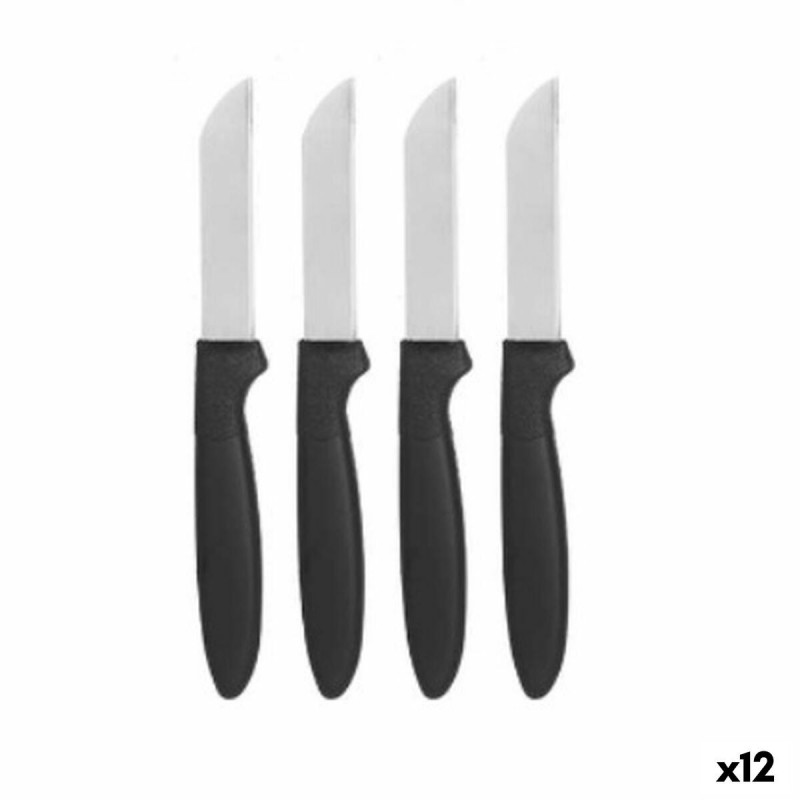 Set di Coltelli per Pelare Kinvara CN-KT172244B Nero Argentato Acciaio inossidabile polipropilene 17,2 cm (12 Unità)