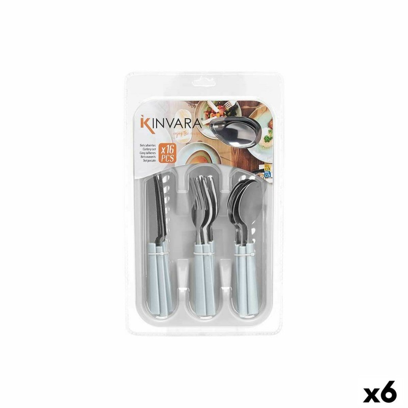 Set di Posate Kinvara KT166096-1C Bianco Argentato Acciaio inossidabile Plastica (6 Unità)